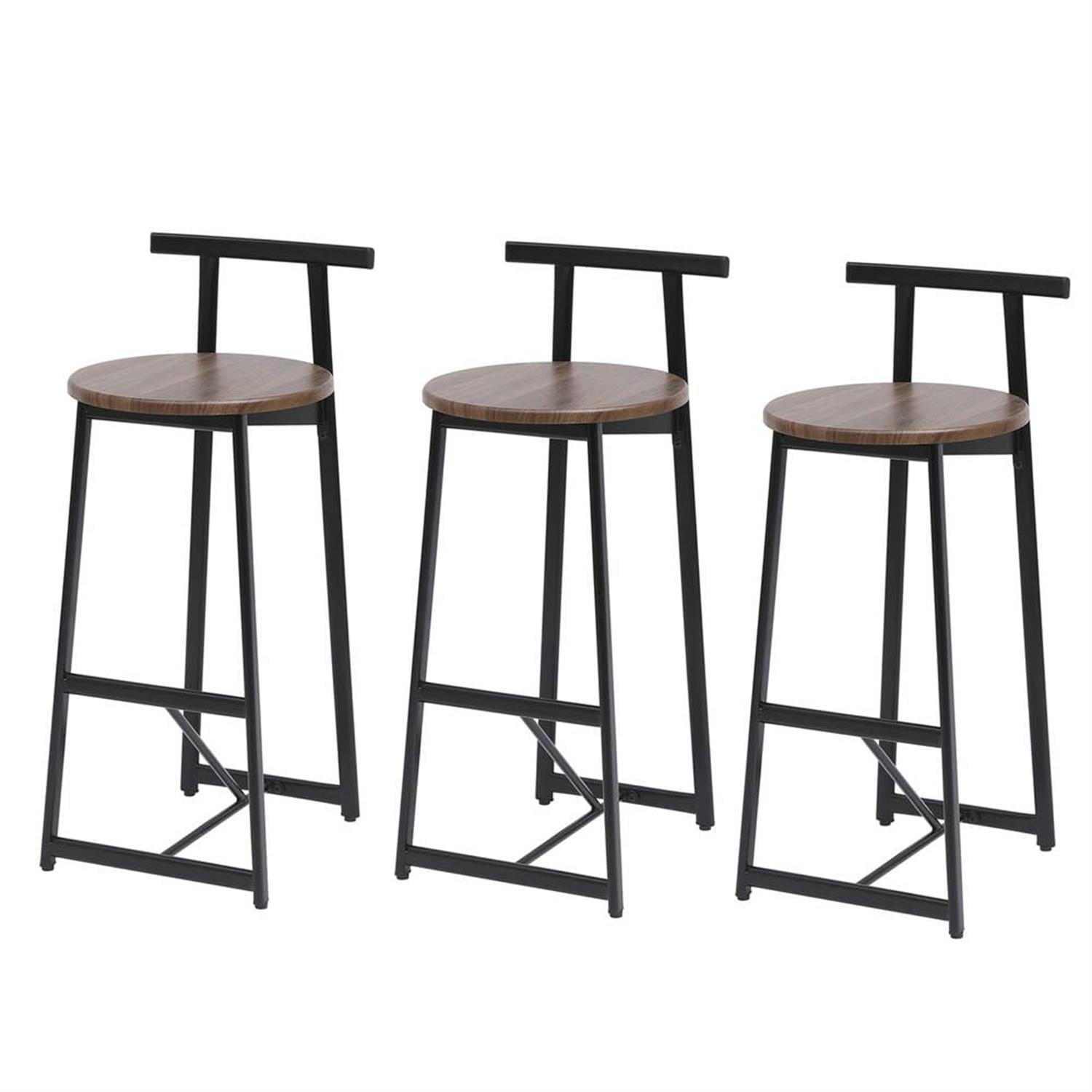 Demi Bonn 34" Counter Height Bar Stools Set of 3, Barstools with Back, Armless Kitchen Island Countertop Chairs for Dining Room, Brown