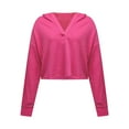 thumbnail image 5 of Olyvenn Women's Cropped Pullover Hoodie Long Sleeve Loose Fit Solid Color Y2K Fashion Sweatshirt for Winter and Fall Hot Pink XL, 5 of 9