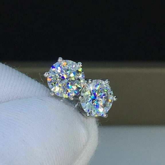 2Ct Round Simulated Diamond Solitaire Stud Earrings 14K White Gold Plated