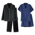 thumbnail image 3 of 4PCS Women Pajamas Set - Short Sleeve Top & Shorts, Casual Lace Suspenders, Plus Size, Home Sleepwear, 3 of 3