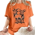 thumbnail image 6 of gbyLJF Women's Short Sleeve Blouses Comfy Cotton Crew Neck T Shirt Plus Size Loose Drop Shoulder Y2K Streetwear Orange M, 6 of 6