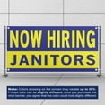 thumbnail image 3 of Now Hiring Janitors 13 oz Heavy Duty Vinyl Banner Janitor Jobs Available Custodian Help Wanted Sign for Business Advertising Indoor/Outdoor Single-Sided with Metal Grommets (4x6 ft, Bl & Ye), 3 of 6
