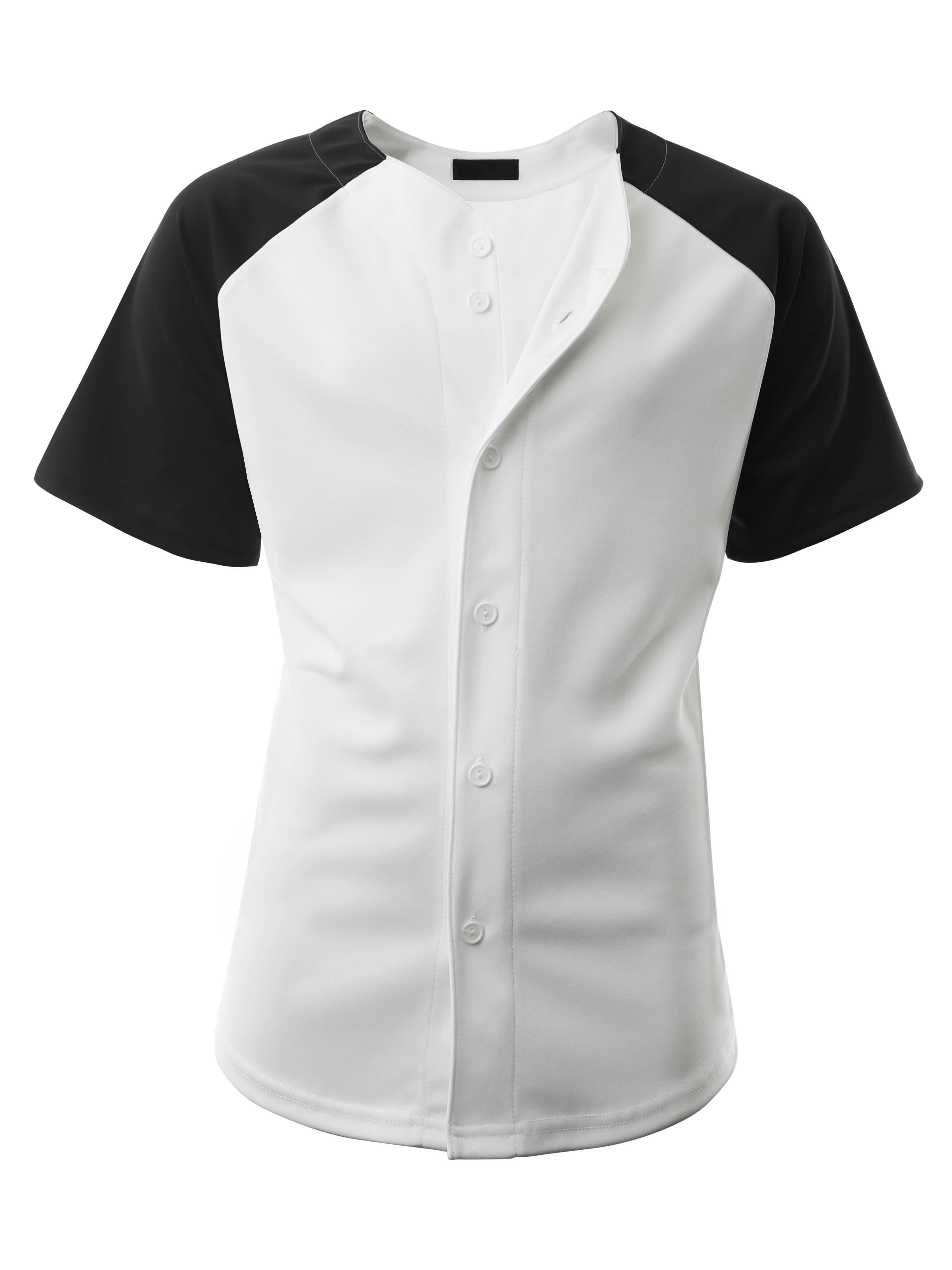 Ma Croix Men's Hip Hop Baseball Tee Button Down Street Inspired Sport Fit Two Tone Raglan Jersey