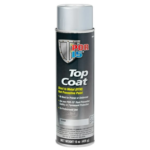 POR-15 Top Coat Spray Paint, Direct to Metal Paint, Long-term Sheen and Color Retention, 15 Fluid Ounces, Silver
