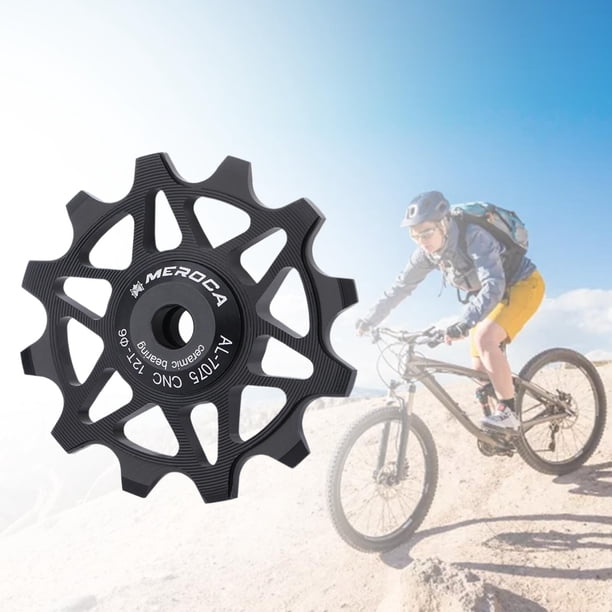 Polea de Cambio Trasero para Bicicleta, Rodamiento de Cerámica, Rueda Jockey, Polea Guía de Cambio Trasero de Aleación de Aluminio 12T negro Macarena rueda jockey