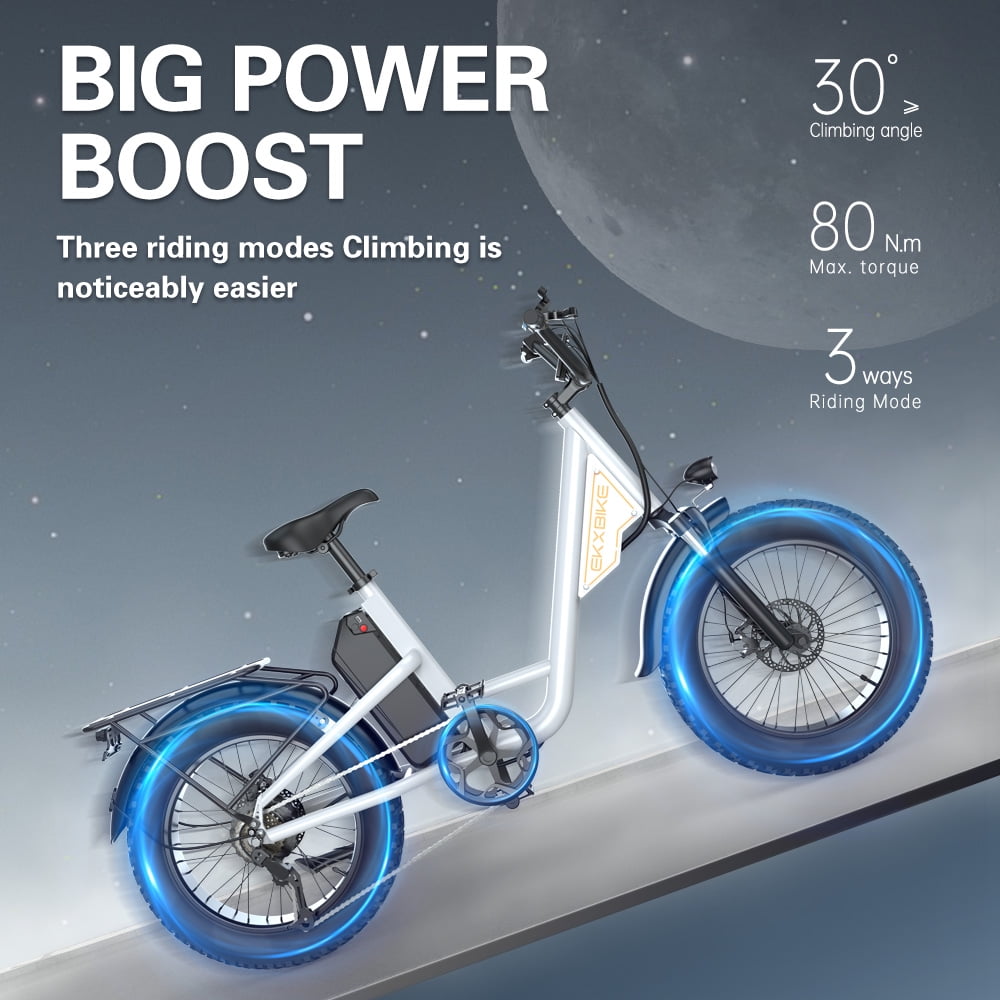 EKXBIKE Ebike for Adults, 1000W 15.6Ah 48V 30mph Mountain Bike , 20'' Fat Tire Electric Bicycle UL2849