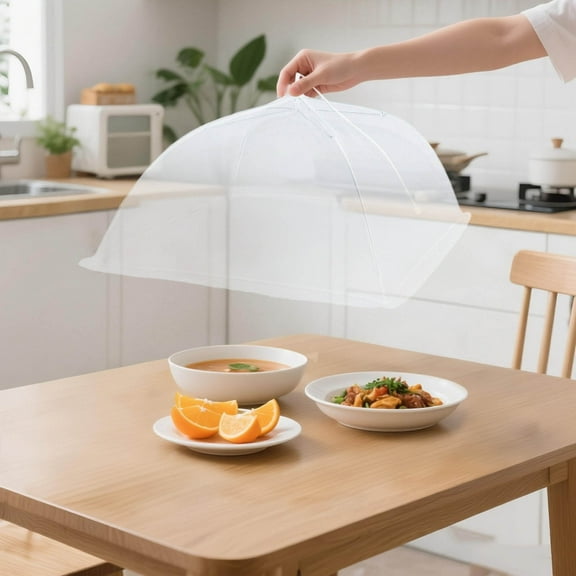 Reusable Mesh Food Cover Foldable Protector Screen for Cakes Fruits Picnics BBQ Outdoor Dining and Indoor Kitchen Use Large 43 by 43 Cm