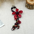 thumbnail image 3 of Hanging Red Bouquet of Leather Flowers & Wood Accented Keychain, 3 of 5