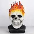 thumbnail image 2 of Halloween Ghost Rider Flame Skull Mask, Horror Ghost Full Face Latex Cosplay Costume Props, 2 of 5