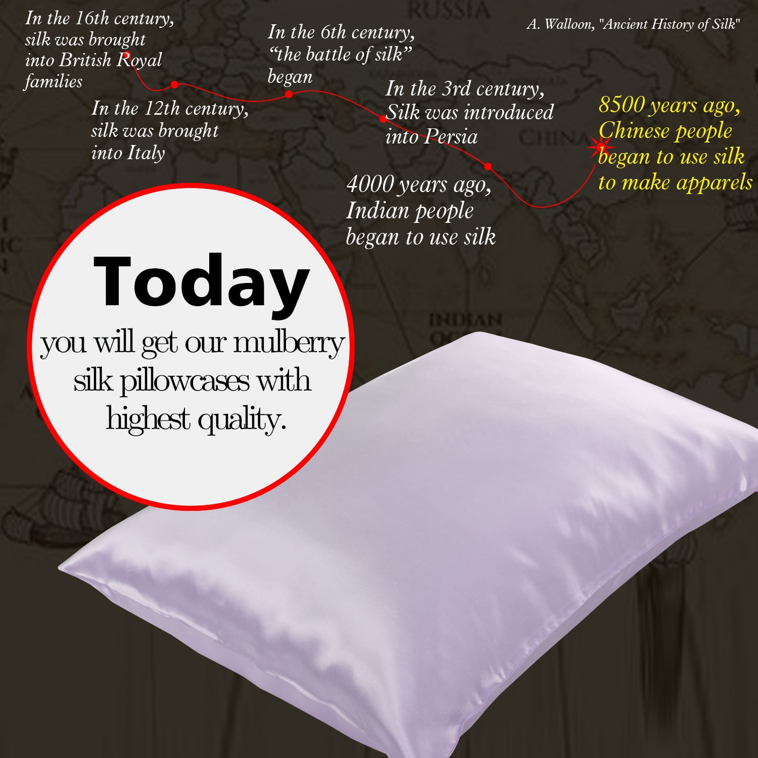Flxxie 1 Pack 100% Pure Both Sides Mulberry Silk Pillowcase for Hair and Skin, 22 Momme Bed Pillow Case with Hidden Zipper, King, 20"x36", Lavender