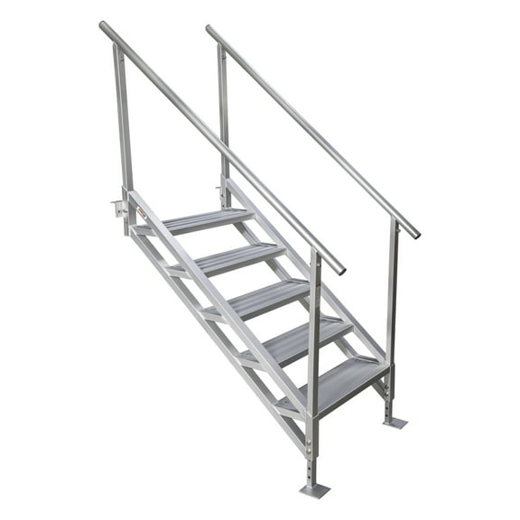Extreme Max 3005.4333 Jumbo-Tread Universal Mount Dock Stairs with Railing - 5-Step