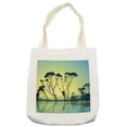 thumbnail image 1 of Tree Tote Bag, Tree Silhouettes with Reflections on the Water Scenic National Park Countyside Print, Cloth Linen Reusable Bag for Shopping Books Beach and More, 16.5" X 14", Cream, by Ambesonne, 1 of 2