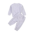 thumbnail image 2 of Children's Two Piece Set Kid's Solid Color Crew Neck Long Sleeve Pullover Toddler's Elastic Lace Up Trousers, 2 of 4