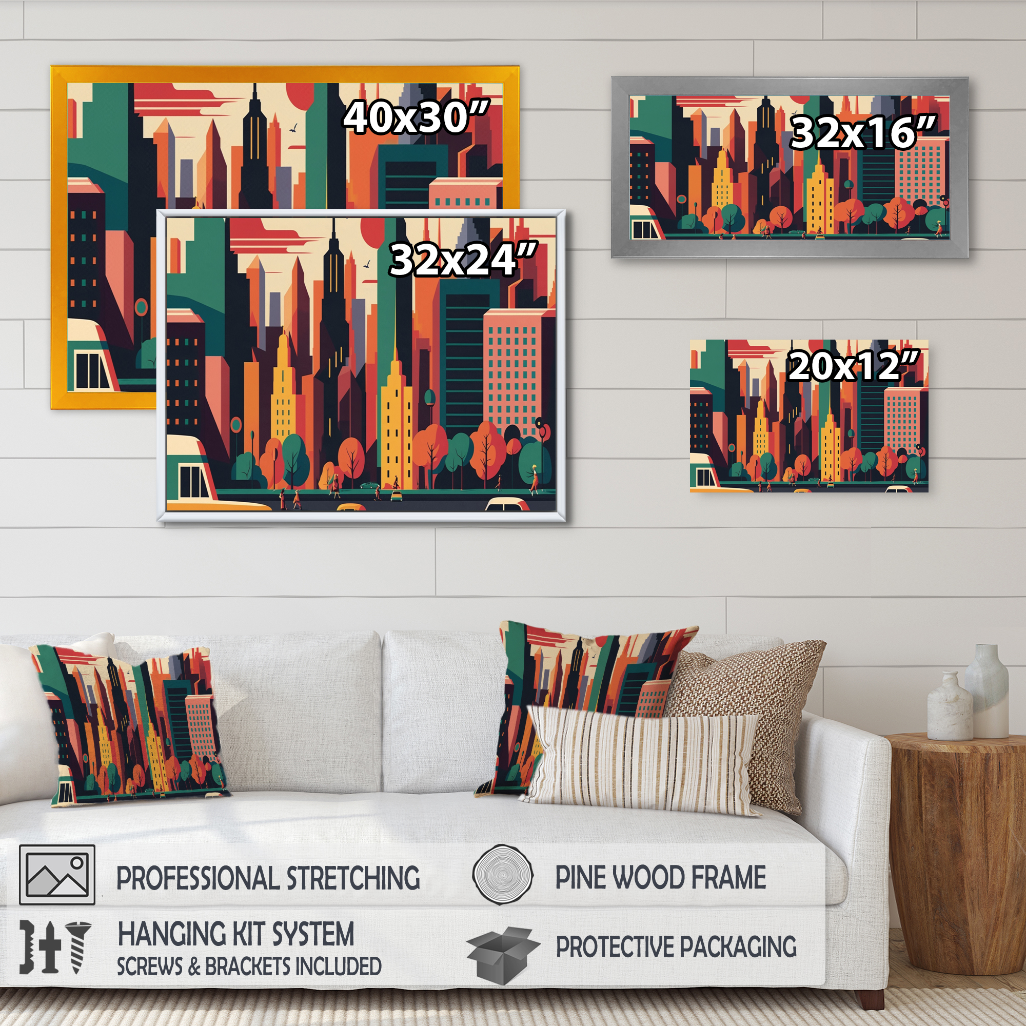 Designart Colorful Cityscape I Canvas Wall Art