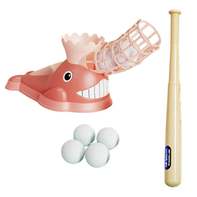 tamizeot Kids Baseball Pitching Machine Baseball Launcher Baseball Trainer Durable Pink 51x28x23.3cm