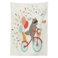 thumbnail image 3 of Ambesonne Animal Tablecloth Rectangular Table Cover, Raccoon on Bicycle, 60"x90", Multicolor, 3 of 4