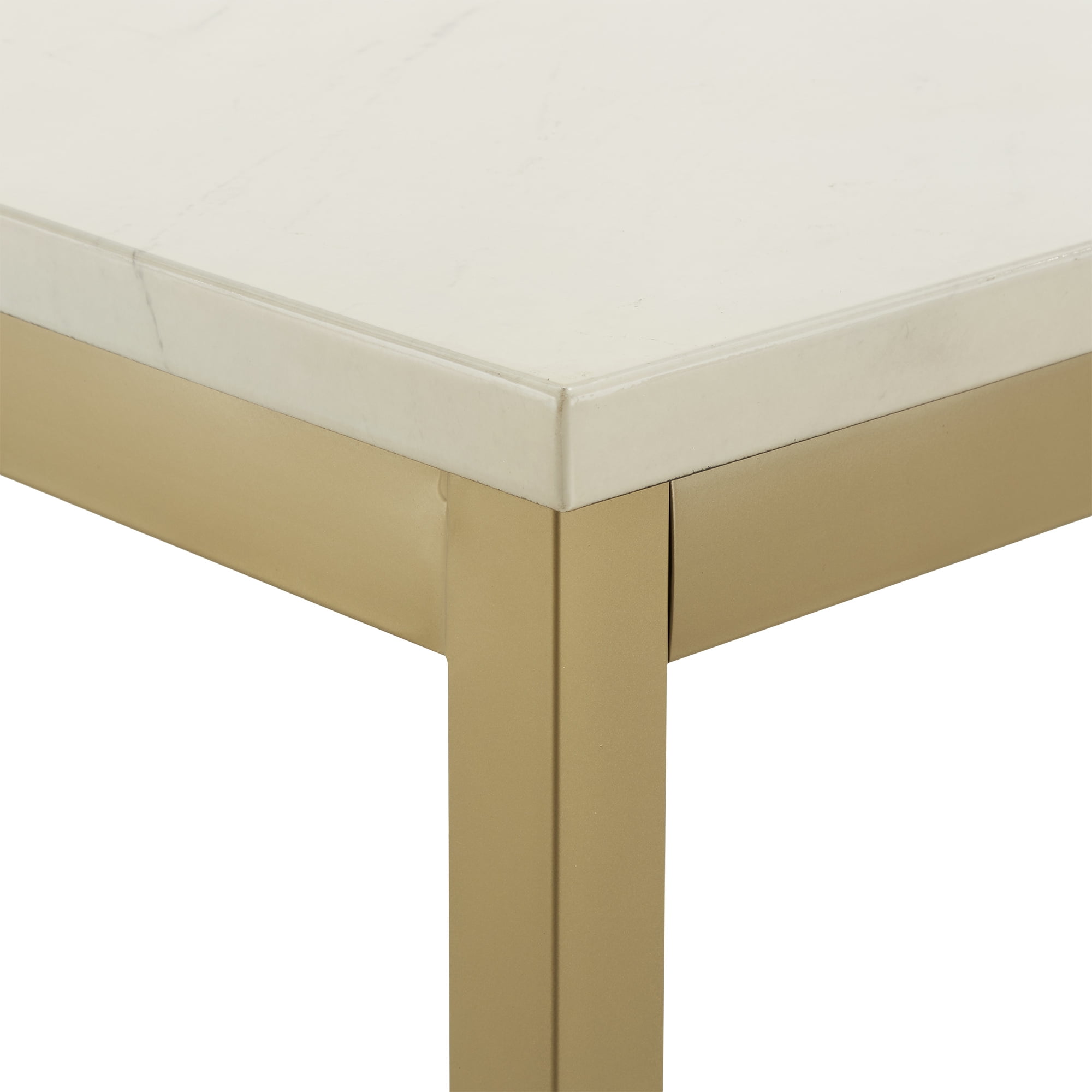 Weston Home Declan 48" Rectangle Faux Marble Dining Table, Gold/White