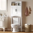 thumbnail image 2 of HOMCOM Over the Toilet Storage Cabinet Freestanding with Cabinet, White, 2 of 10