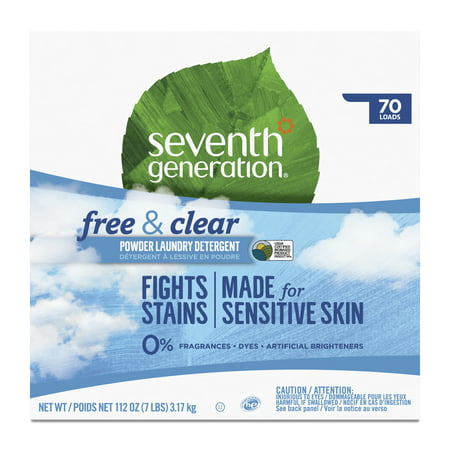Seventh Generation Laundry Detergent Powder, Free & Clear, 70 Loads, 112