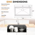 thumbnail image 3 of 33 Inch Drop In & Undermount Kitchen Sink, Single Bowl Stainless Steel Kitchen Sink, Deep Basin Rust Resistant Farmhouse Sink with Noise Canceling Technology Black, 3 of 9
