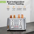 thumbnail image 2 of LONGDEEM 4 Slice Toaster, Stainless Steel Toaster with 6 Browning Options, 1.6''Wide Slots with Cancel/Defrost/Reheat Functions, High Lift Lever, Dual Controls, Silver, 2 of 7