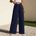 thumbnail image 4 of JUSLIO Womens Pants Linen Elastic Waist with Pockets Fashion Casual Comfort Waist Straight Pants, 4 of 6