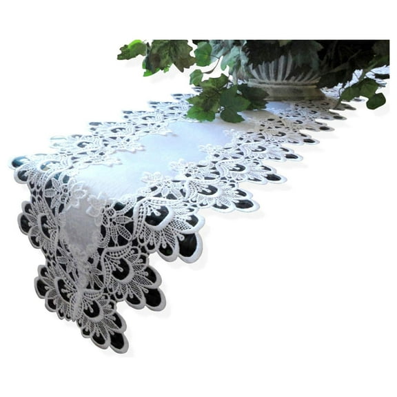 65" Lace Dresser Scarf Table Runner White Flower European Doily Shelf Mantel
