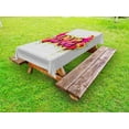 thumbnail image 1 of Love Outdoor Tablecloth, Love Lettering Brick Wall Brushing Dripping Street Art Wings Illustration, Decorative Washable Fabric Picnic Tablecloth, 58 X 104 Inches, Beige Pink Yellow Red, by Ambesonne, 1 of 2