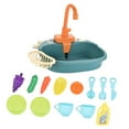 thumbnail image 3 of Juguetes de fregadero de cocina, juego de lavavajillas, simulación de limpieza eléctrica, regalos de cumpleaños, juguetes de rol para niñas y niños. Azul, 3 of 8