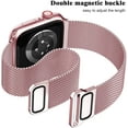 thumbnail image 3 of Metal Magnetic Bands Compatible for Apple Watch Band 44mm with Case, Stainless Steel Milanese Mesh Loop Replacement Strap Compatible with iWatch Series SE 6/5/4/3/2/1(Rose Pink,44MM), 3 of 7