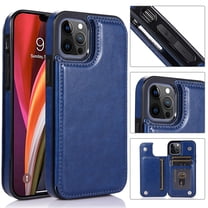 Dteck Case for Apple iPhone 12 Pro 6.1-inch,Shockproof PU Leather Wallet iPhone 12 Case Card Holder Kickstand Flip Magnetic Hybrid Rubber Back Phone Cover,Darkblue