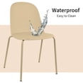 thumbnail image 3 of Set of 4 Stackable Dining Kitchen Chairs Plastic Armless Side with Back Curved Round Shape Chrome Metal Legs Indoor Outdoor Patio Beige, 3 of 14