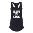 thumbnail image 2 of Jesus Is King Bible Scripture | Womens Christian Jersey Racerback Tank Top, Black, Small, 2 of 3