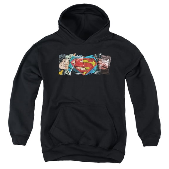 Superman Super Reveal Youth Kids Boy/Girls Pull-Over Hoodie, Black, Small