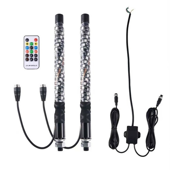 Látigos de antena iluminados, parte de luces LED RGB que reemplaza la lámpara en espiral de 1 pie con control remoto de señal de para UTV