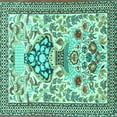 thumbnail image 1 of Ahgly Company Machine Washable Indoor Square Animal Turquoise Blue Traditional Area Rugs, 6' Square, 1 of 4