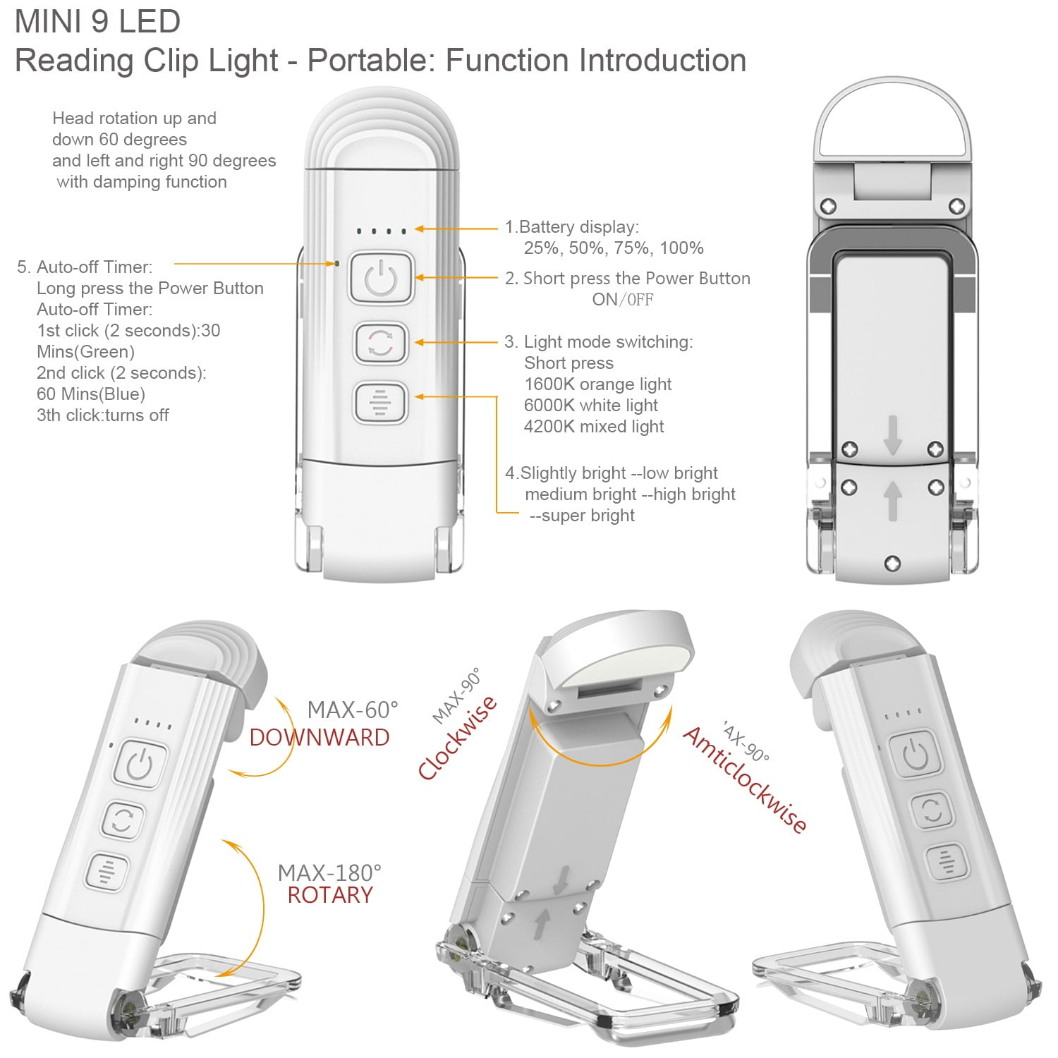 LUXSWAY Marque-page pour enfants au lit, jolies lampes de lecture rechargeables à clipser pour enfants, lumière de livre à intensité variable pour LUXSWAY Marque-page pour enfants au lit, jolies lampes de lecture rechargeables à clipser pour enfants, lumière de livre à intensité variable pour