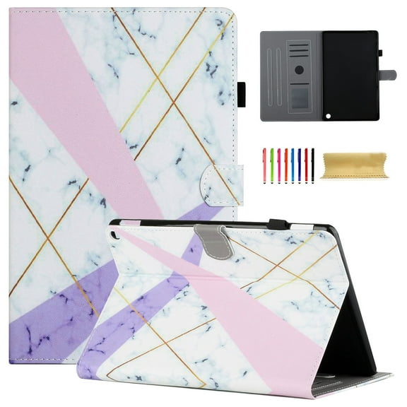 Dteck Flip Case for All-New Kindle Fire HD 10 2021/Fire HD 10 Plus 2021 (11th Generation), Premium PU Leather Multi-Angle Folio Cover with Card Holder Auto Wake Sleep,20# Pink Purple Marble