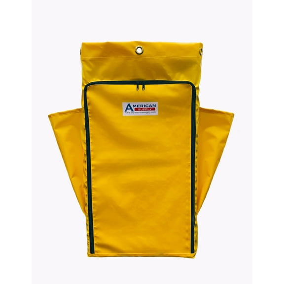 American Supply Replacement Janitorial Cart Bag w/Front Opening Zipper & Side Pockets