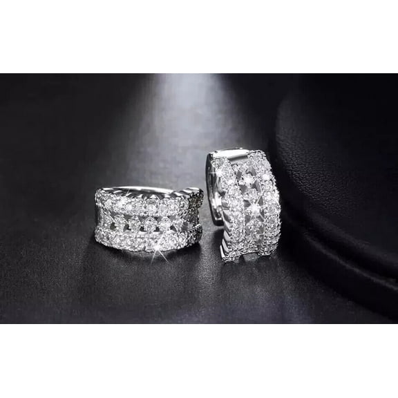 2Ct Round Cut Lab Created Diamond Hoop Earrings 14K White Gold Plated Sterling Silver