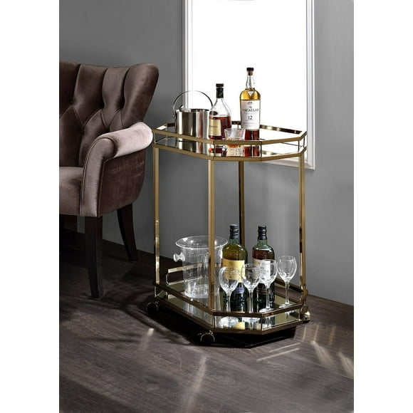 ACME Lacole Serving Cart in Champagne & Mirror