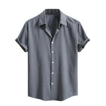 Big and Tall Mens Shirts 2025 Solid Plus Size Casual Baggy Beach Resort Outfits Lapel Collar Short Sleeve Tops Summer