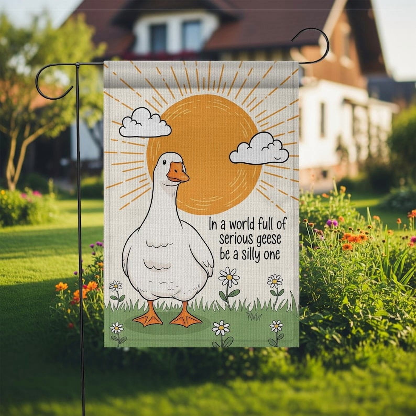 TiniDecor Silly Goose Garden Flag – 36”x60” Funny Animal Yard Sign, Whimsical Outdoor Decor