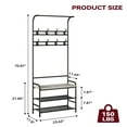 thumbnail image 2 of Luku Coat Rack Shoe Bench with 3-Tier Storage Shelf and 8 Hooks, 3-in-1 Hall Tree Shoe Rack for Entryway, Grey, 2 of 8