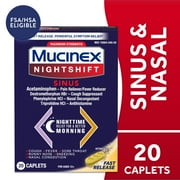 Mucinex Nightshift Sinus Medicine, OTC Fever Reducer, Cough Suppressant, Nasal Decongestant, 20 Caplets