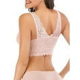 thumbnail image 5 of Women Lace Racerback Bralette Padded with Front Lace Cover Sports Bra Wireless Bra Sleep Bra, 5 of 7