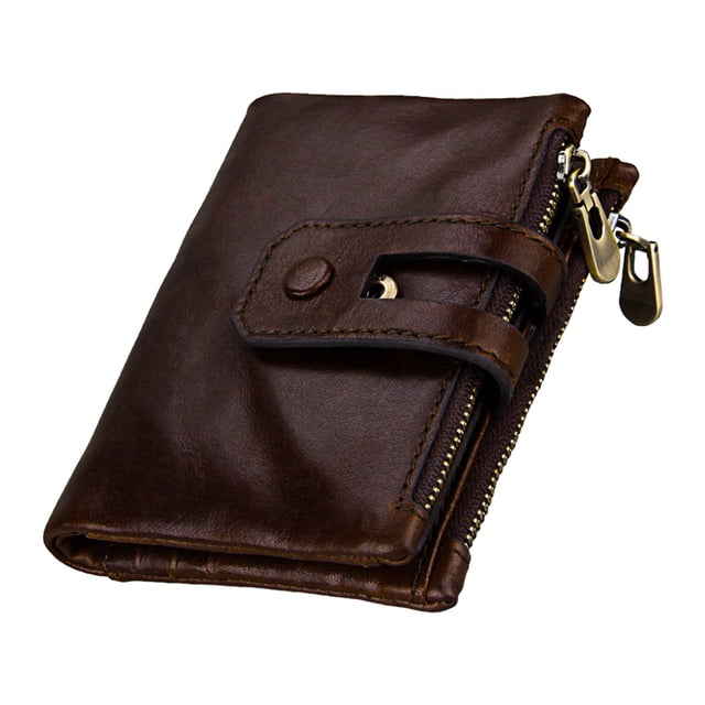 Cartera Jinwen con Bloqueo RFID Bolsillo para Monedas Cuero PU Café