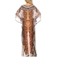 thumbnail image 2 of Sakkas P4 - LongKaftan Wilder Printed Design Long Semi Sheer Caftan Dress / Cover Up - sbr123-brown - OS, 2 of 5