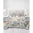 thumbnail image 2 of Full Size Quilt Bedding Set, Spring Flowers Reversible Summer Quilt 3 Pieces, Vintage Floral Leaves Birds Farmhouse Plaid Lightweight Bedspreads Coverlets with 2 Pillow Shams for All Seasons, 2 of 5