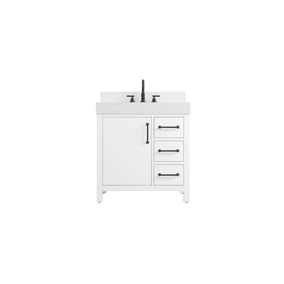 Elegant Kitchen and Bath 32 inch Single Bathroom Vanity In White with backsplash